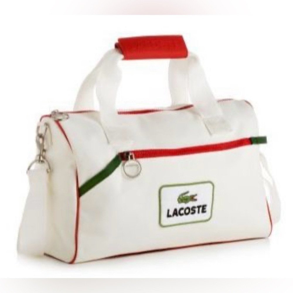 Lacoste White and Red Duffel Bag Retro Tennis Preppy Golf Gym Training jfkjrcore